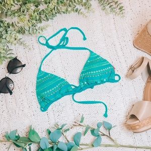 Reef Aqua Embellished Triangle Bikini Top NWT XS